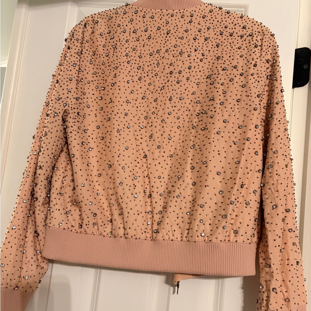 Alice + Olivia 100% Silk Pink Embellished Jacket